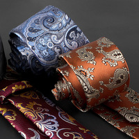 7CM Breite Custom Design Markenname Shirt Anzug Krawatte Zubehör Männer Krawatten Gelb Paisley Krawatten