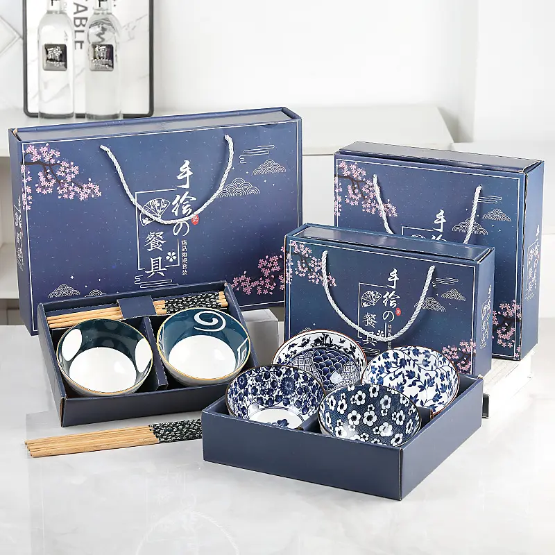Set Hadiah Sumpit Mangkuk Keramik Kustom Grosir Set Mangkuk Keramik Jepang