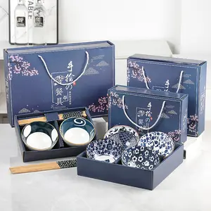 Wholesale Custom Ceramic Bowl Chopsticks Gift Sets Japanese Ceramic Bowl Set