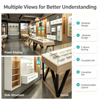Meubles de magasin d'optique modernes sur mesure, table de présentation de lunettes avec éclairage LED, présentoir mural pour lunettes, vitrine pour lunettes de soleil, vente au détail