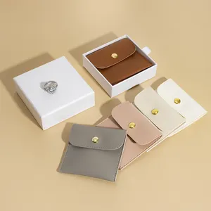 2023 Free Sample Unique Custom pu leather Jewelry pouch Bag jewelry packaging Pouch with flap button