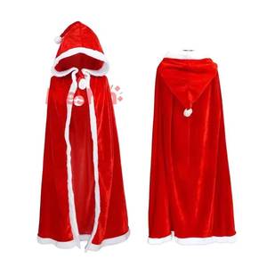 Disfraz de Fiesta para Adultos y Niños, Capa Navideña Corta de Terciopelo con Capucha de Canario y Bolas - Product Image 1