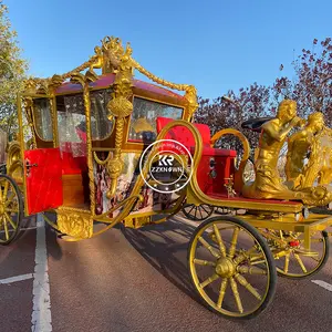 Golden Royal Coach Horse Carriage Wedding Carriage Four Wheel Light Horse Carriage