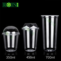 Vente en gros de gobelets en plastique jetables pour café, lait et thé avec impression de logo personnalisé 10/12/14/16oz