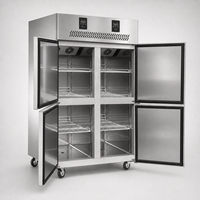 Réfrigérateur vertical commercial à double température haute efficacité en acier inoxydable, capacité 500L, 2/4 portes, numérique