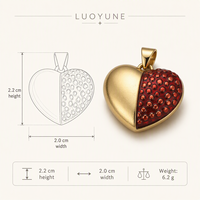 Collier Pendentif Cœur Grenade Émaillé Rouge LUOYUNE, Bijou Fruité Doré, Charme Élégant, Cadeau pour Elle, Collection Styles