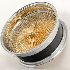 Rueda de alambre Mforegd personalizada de 20, 22, <span class=keywords><strong>24</strong></span>, 26 pulgadas, centro dorado estándar, recta, con <span class=keywords><strong>72</strong></span>, 100, 150 radios, tipo Knock-Off para vehículos clásicos. - Product Image 3