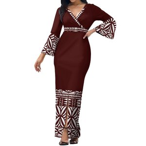 Nuovo Design Tapa polinesiano tribale stampato scollo a V 3/4 svasato manica svasata abito hawaiano da <span class=keywords><strong>donna</strong></span> <span class=keywords><strong>eleganti</strong></span> <span class=keywords><strong>taglie</strong></span> <span class=keywords><strong>forti</strong></span> <span class=keywords><strong>abiti</strong></span> da <span class=keywords><strong>donna</strong></span> - Product Image 2