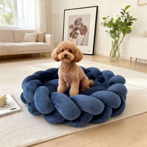 Pet <b>Cushion</b> Luxury Washable Handmade Round Cat Bed XL Sponge PP Cotton Filling Soft Comfortable Anti-Slip Design for <b>Small</b> Pets - Product Image 2