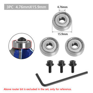 Kit de accesorios de rodamientos de carburo y acero duradero compatible con cabezales de brocas de enrutador vástago montado en la parte superior 1/2 3/8 3/4 anillo de tope y rodamiento - Product Image 6