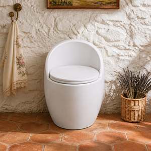 Siège de toilette en céramique monobloc, large et ovale, anti-odeur, silencieux et économe en eau pour salle de bain - Product Image 2