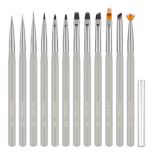 Ensemble de pinceaux à ongles multifonctionnels avec logo personnalisé et manche en plastique, 6mm, 9mm, 12mm, pour lignes, rayures, détails, plats, ronds, gel, éventail, ombré - Product Image 5