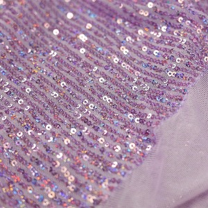 3mm <span class=keywords><strong>Lavande</strong></span> Couleur Sequin Stretch Woven Mesh Glitter Base Fabric for Wedding Party Dress Elastic Spandex Sequin Embroidery Mesh - Product Image 5