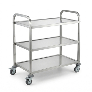 Carrello da Cucina a 3 Ripiani in Acciaio Inox, Carrello di Servizio con Ruote per <span class=keywords><strong>Ristoranti</strong></span>, Vendita Diretta dalla Fabbrica - Product Image 1