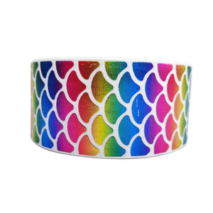 Cinta de Grosgrain Holográfica Arcoíris con Diseños Surtidos de Escamas de <span class=keywords><strong>Sirena</strong></span> y Estampado de Leopardo para Manualidades Infantiles y Lazos para el Cabello - Product Image 4