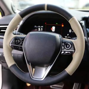 Funda de <span class=keywords><strong>Volante</strong></span> Cosida a Mano Personalizada para <span class=keywords><strong>Toyota</strong></span> Camry, Avalon, <span class=keywords><strong>Corolla</strong></span>, Highlander, RAV4, Accesorios de Cuero y Fibra para Auto - Product Image 4