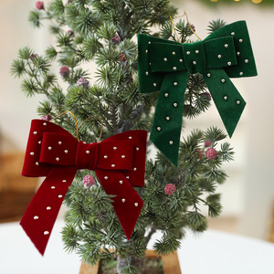 Wholesale <b>Heart</b>-Shaped Bow Stuffed Christmas Tree Pendant Hanging <b>Ornament</b> for Xmas Tree Holiday Decor Window Display - Product Image 2