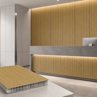 Panneau en aluminium alvéolé à grain de bois brun doré, écologique et personnalisé, résistant au feu, garantie 5 ans pour l'intérieur
