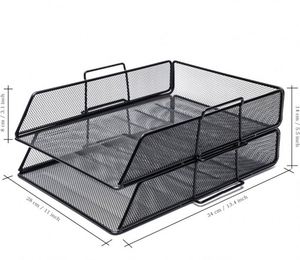 2-Tier High Quality Metal Mesh Document Tray Desktop <b>Organizer</b> Efficient <b>File</b> Management for Office School - Product Image 5