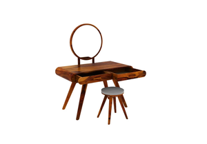 Table de toilette ronde Jodhpuri Woods Laz élégante et robuste en bois massif avec tiroirs spacieux, parfaite pour la chambre à coucher - Product Image 3