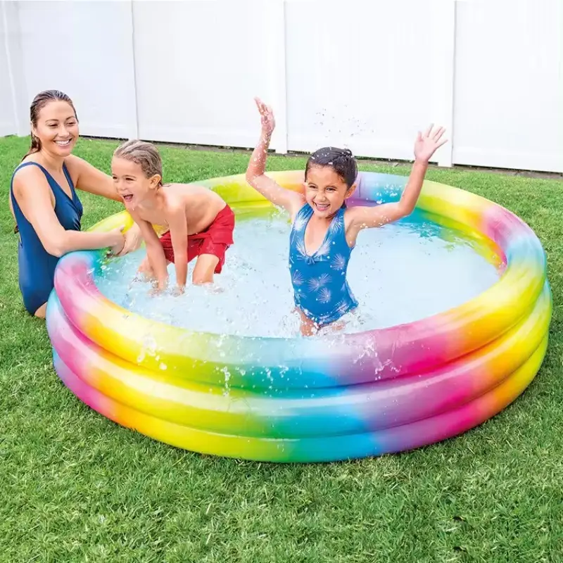 BSCI Kids Inflatable Pool Swimming Durable Sea World Printing Bubble Bottom Blow Up Pool Above Ground Inflatable Swimming Pool