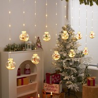 220V Weihnachtsdekoration Vorhanglichter Pentagramm-Vorhang-Lichterkette LED-Laternen Schneemann Weihnachtsmann Weihnachtsbeleuchtung