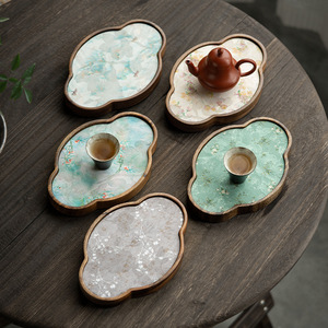 Chinese Style Walnut Wood <b>Tea</b> <b>Tray</b> Set Irregular Shape Heat Resistant For Kung Fu <b>Tea</b> Afternoon <b>Tea</b> Use - Product Image 1