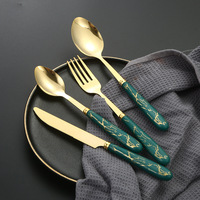 Service de table 24 pièces en acier inoxydable marbré, design effet craquelé, luxe léger, coffret cadeau, couteau, fourchette, cuillère, pour l'exportation