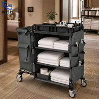 Chariot de ménage de luxe en aluminium léger, chariot de nettoyage pour hôtel, équipement de nettoyage, chariot de service ménager