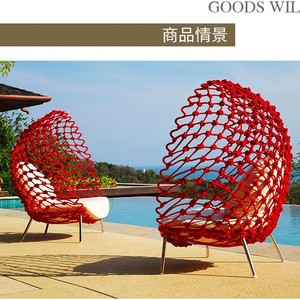 Drôle luxe Loisirs Patio jardin arbre plafond porche <span class=keywords><strong>corde</strong></span> rouge cordon <span class=keywords><strong>noeud</strong></span> suspendu balançoire oeuf chaise - Product Image 3