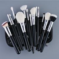 Set Kuas Makeup Rambut Kambing Alami Premium Elegan Berkualitas Tinggi 15 pcs Label Pribadi Warna Hitam