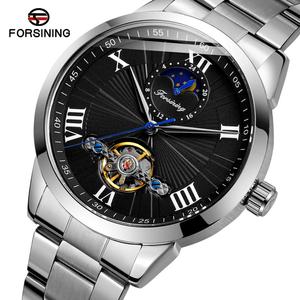 FORSINING Montres tendance pour hommes avec phases de lune Tourbillon reloj hombre automatiques et résistantes à l'eau - Product Image 3