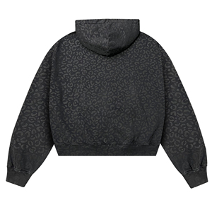 Sudadera con capucha para hombre, negra, estilo vintage, con estampado de leopardo, con cremallera, personalizada, de alta calidad, extragrande, para venta al por mayor - Product Image 2