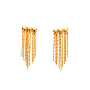 Pendientes de Moda con Diseño de Corazón y Borla, en Acero Inoxidable 316L con Baño de Oro PVD - Product Image 1