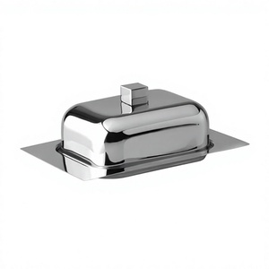 Beurrier rectangulaire en acier inoxydable fait main, couleur argent, design classique, écologique, vaisselle à prix de gros - Product Image 1