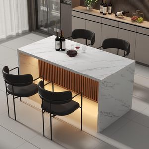 Table à manger rectangulaire moderne SENYU, plateau en marbre, pieds en métal, 4 places, meubles pour la maison - Product Image 2