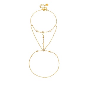 Bracelet pour femme en acier inoxydable serti de plusieurs diamants et de zircons, chaînes de doigts pour cadeau - Product Image 6