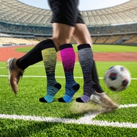 Chaussettes de compression montantes en nylon et élasthanne tricotées, respirantes, à rayures dégradées, pression 15-20 mmHg, pour jeunes cyclistes
