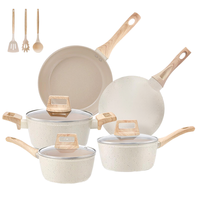 Ensemble de 5 ustensiles de cuisson en granit et marbre antiadhésifs avec poignée détachable pour cuisine domestique - Vente en gros