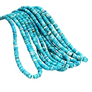Perles Heishi en turquoise africaine, 6 mm et 7 mm, perles lisses en pierre précieuse turquoise, prix de gros, brin de 16 pouces pour la fabrication de bijoux - Product Image 6