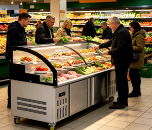YINZHENG - Congelador Comercial de Acero Inoxidable para Mariscos, Mostrador de Exhibición de Pescado, Equipo de Refrigeración para <span class=keywords><strong>Supermercados</strong></span> - Product Image 3