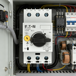 Interruttore di protezione motore Eaton PKZM0-6,3, certificazione UL/CE, 2,2 KW, 4-6,3 A, terminali a vite, per circuiti di macchine utensili - Product Image 1