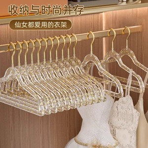 Percha de Ropa Acrílica Transparente con Gancho Rectangular Dorado Brillante para Tienda de Ropa, Resistente al Sol y Duradera - Product Image 3