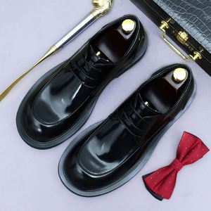 Chaussures Derby en cuir à bout large pour hommes, style britannique, en cuir de vachette véritable et cuir verni, idéales pour les pieds larges - Product Image 5