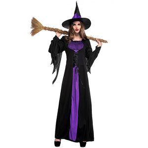 <span class=keywords><strong>Disfraz</strong></span> de <span class=keywords><strong>Halloween</strong></span> de bruja de calavera púrpura para adultos con manga de murciélago vestido inspirado en TV y películas para <span class=keywords><strong>Amazon</strong></span> - Product Image 5