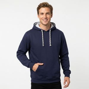 Sweat à capuche décontracté pour homme, 100 % coton épais, brodé, en molleton, de haute qualité, avec cordon de serrage, idéal pour l'extérieur, personnalisable, vente en gros - Product Image 2