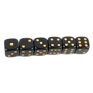 Dés d'obsidienne noirs de 16mm avec points dorés, figurine en mélamine d6 6 dés latéraux 5g par pièce pour jeu de table de casino - Product Image 3
