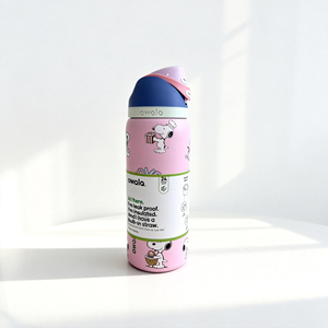 Borraccia OWALA FreeSip - Coperchio a Doppio Beccuccio, Senza BPA, Antigoccia, 32 oz, Adatta al Portabicchieri dell'Auto, Gattino Rosa - Product Image 3