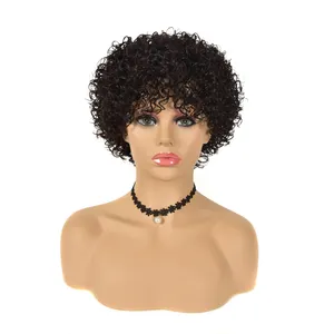 Perruques courtes ondulées avec les doigts, perruques frontales ondulées de cheveux humains, perruques Bob bouclées pour femmes pre-plucked, perruque Lace Closure Wig brésilienne