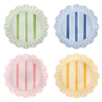 Assiette à salade en mélamine Cabana Stripe Ensemble assortis d'assiettes à dîner en mélamine